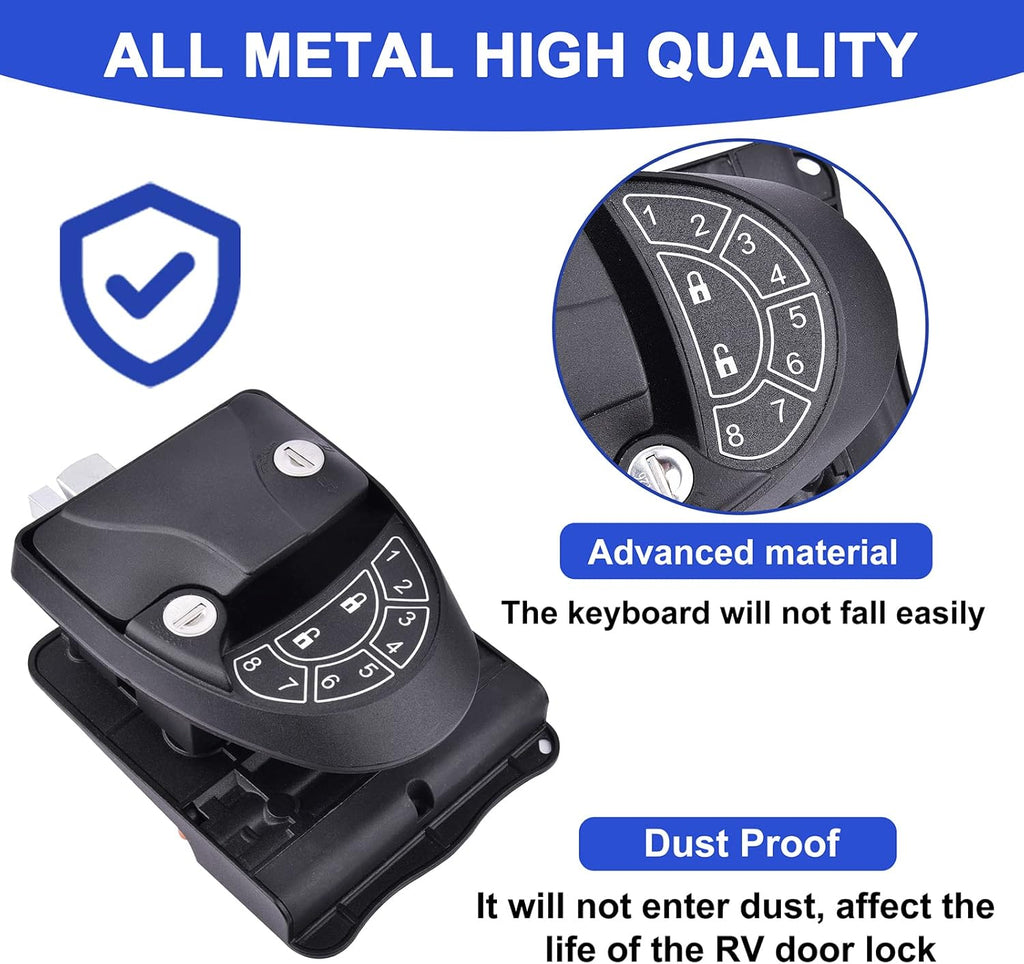 RV Keyless Entry Door Lock with Backlit Keypad and 2 Key Fobs O7691