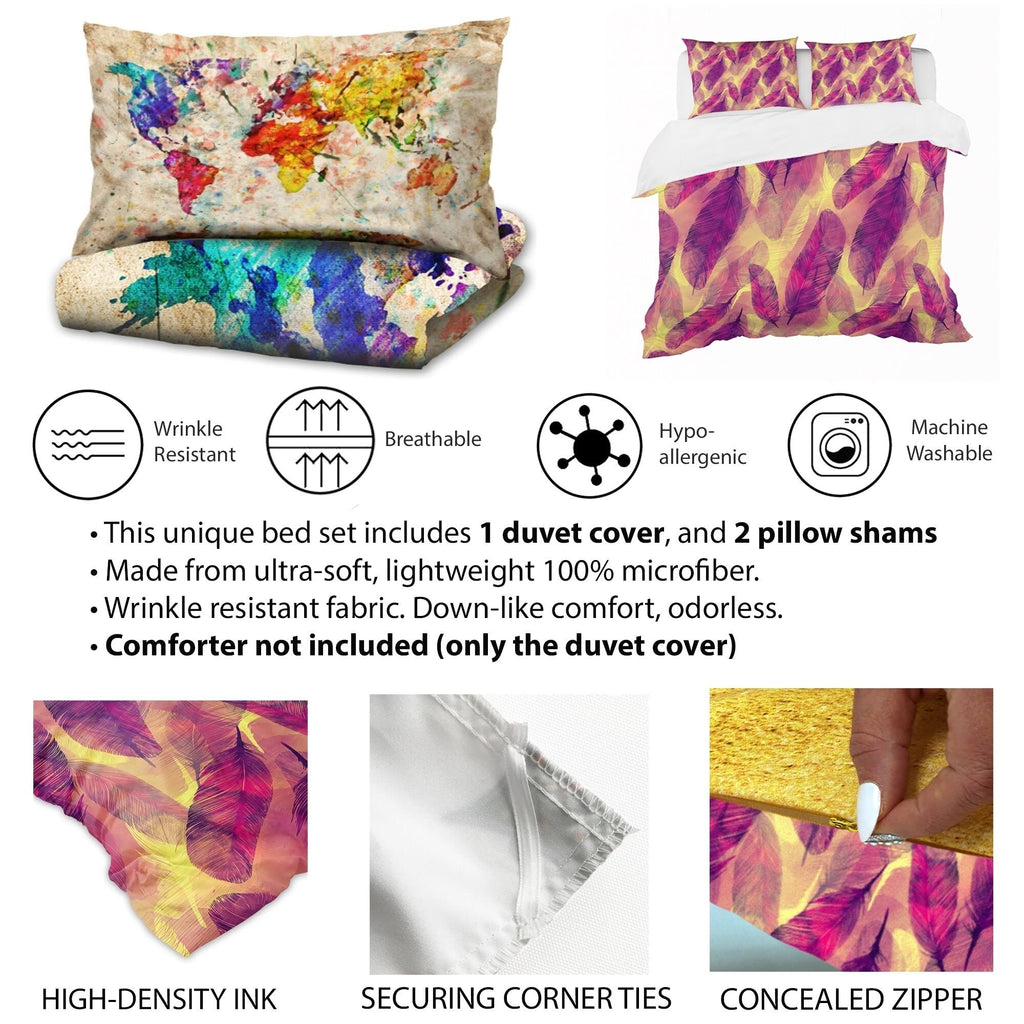 Pink Geometric Bedding Set Twin Duvet Cover with Sham J25912