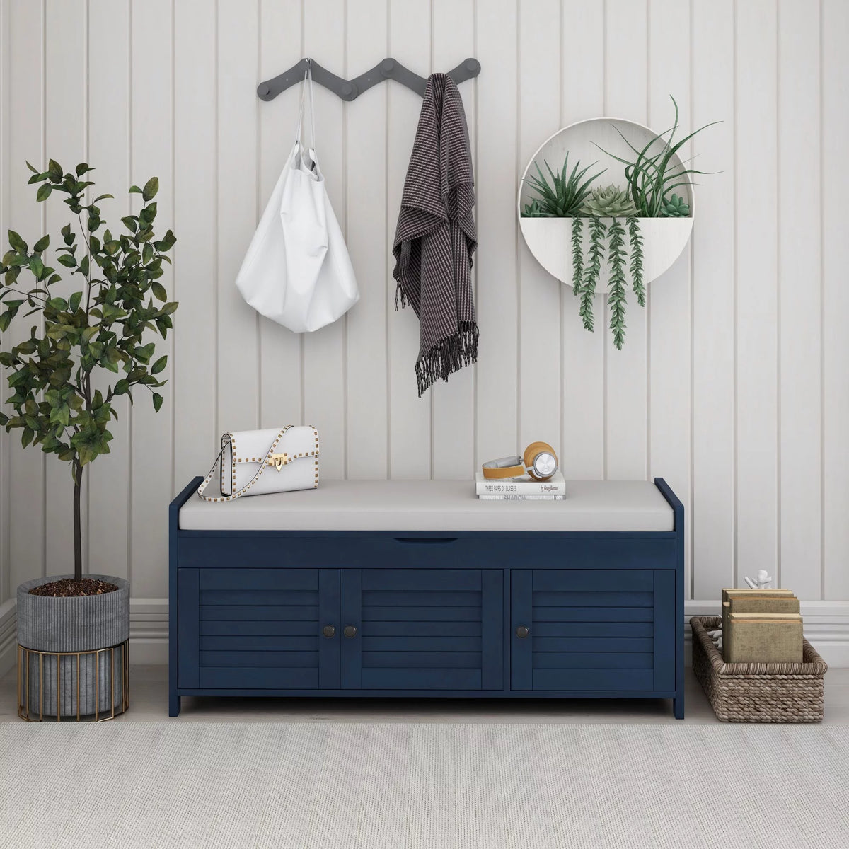 Blue Storage Bench R48363
