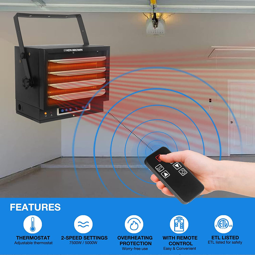 7500W Digital Fan Forced Ceiling Mount Heater with Remote and Digital Thermostat I9071