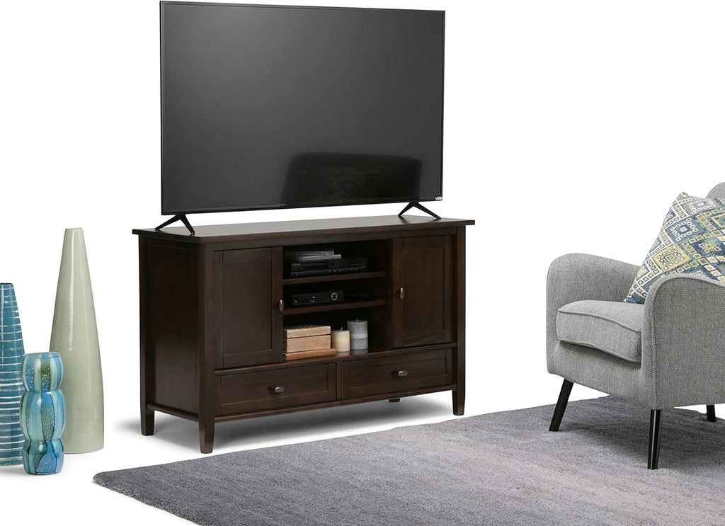47 inch Wide Rustic Natural Aged Brown Solid Wood TV Media Stand H425
