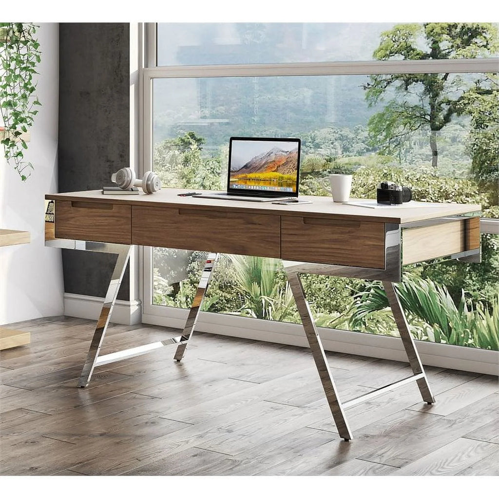 3 Drawer Walnut Chrome Desk A874059