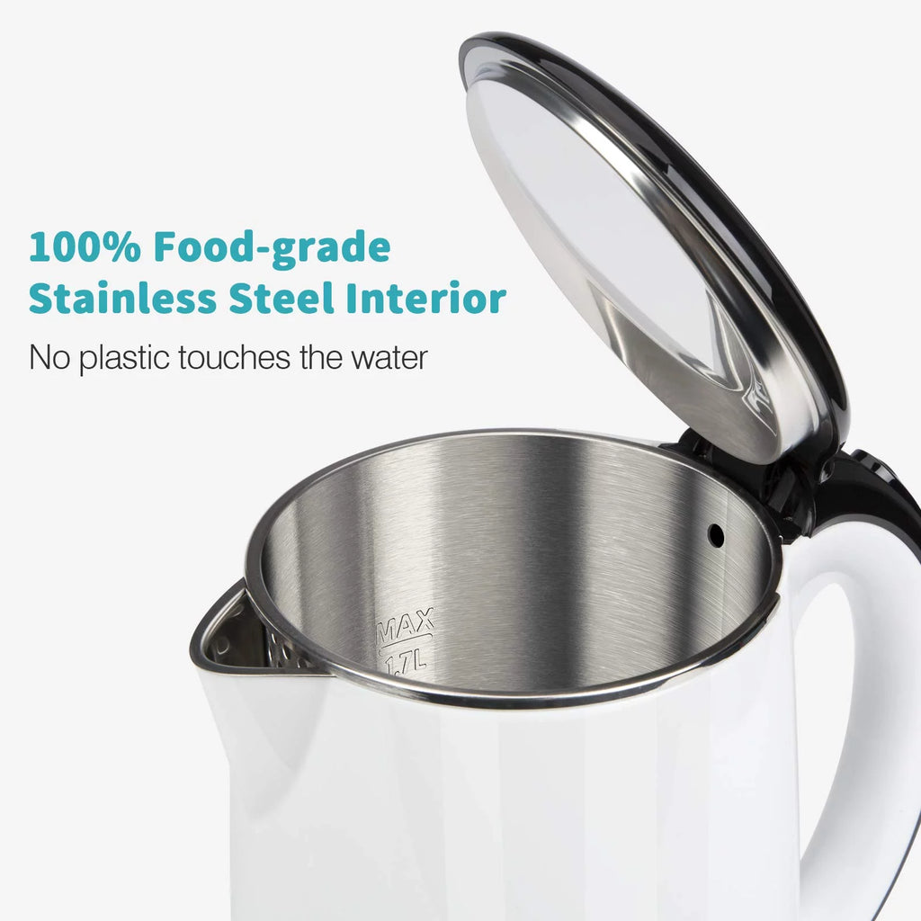 White Double Wall Electric Water Kettle 1.8 Quart G1912