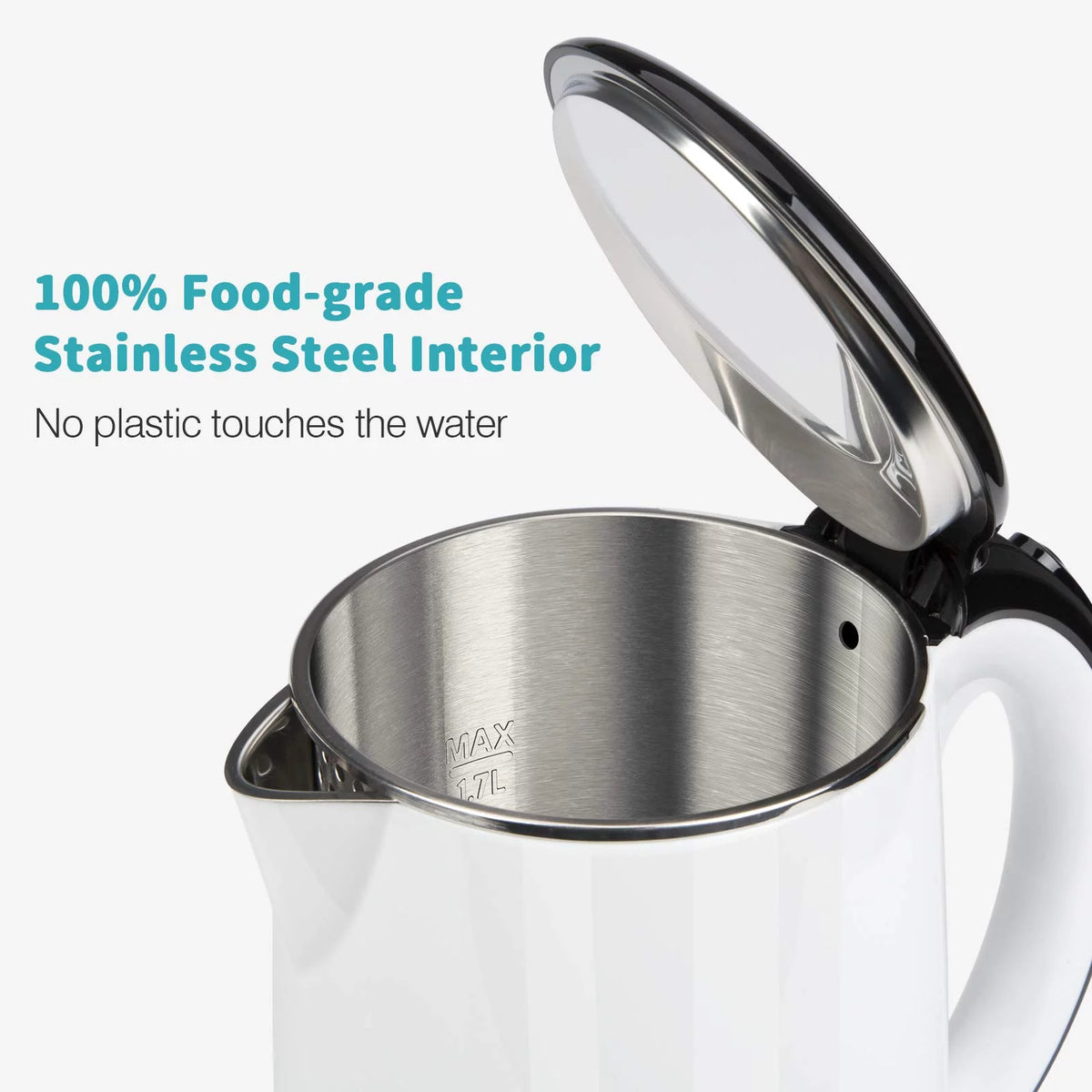 White Double Wall Electric Water Kettle 1.8 Quart G1912