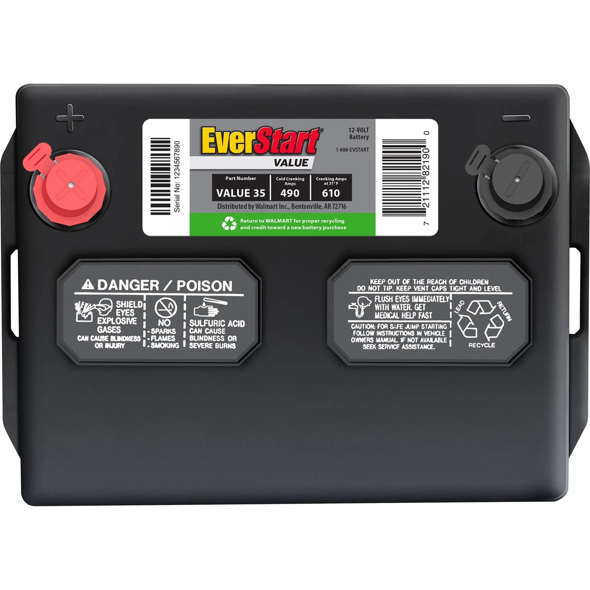 Lead Acid Automotive Battery Group Size 35 12 Volt 490 CCA N198