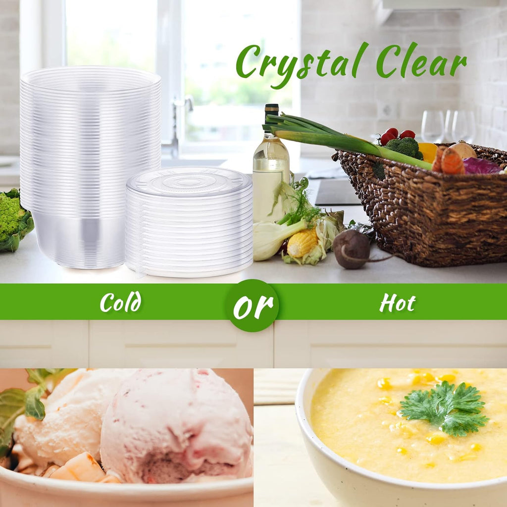 50 Pack Clear Plastic Salad Bowl With Lid Disposable 16.9oz I198613