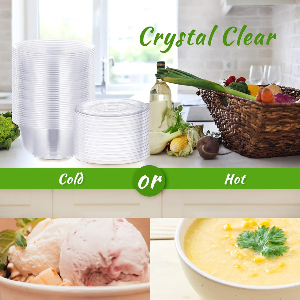 50 Pack Clear Plastic Salad Bowl With Lid Disposable 16.9oz I198613