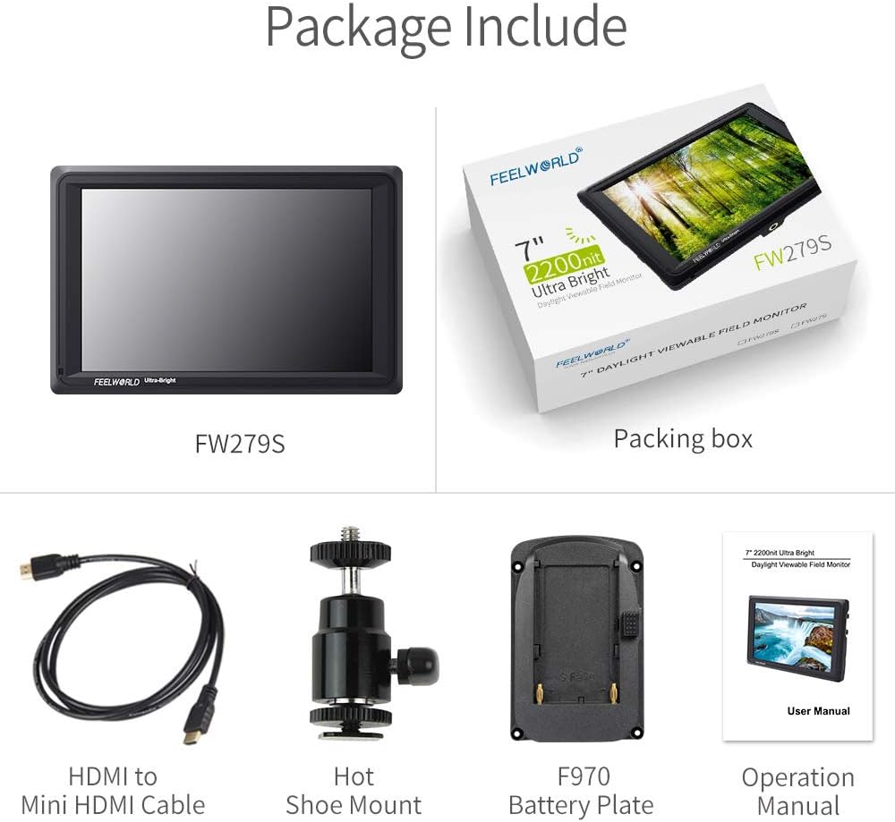7 Inch 2200nit DSLR Camera Field Monitor Full HD 1920x1200 3G SDI 4K HDMI O487643