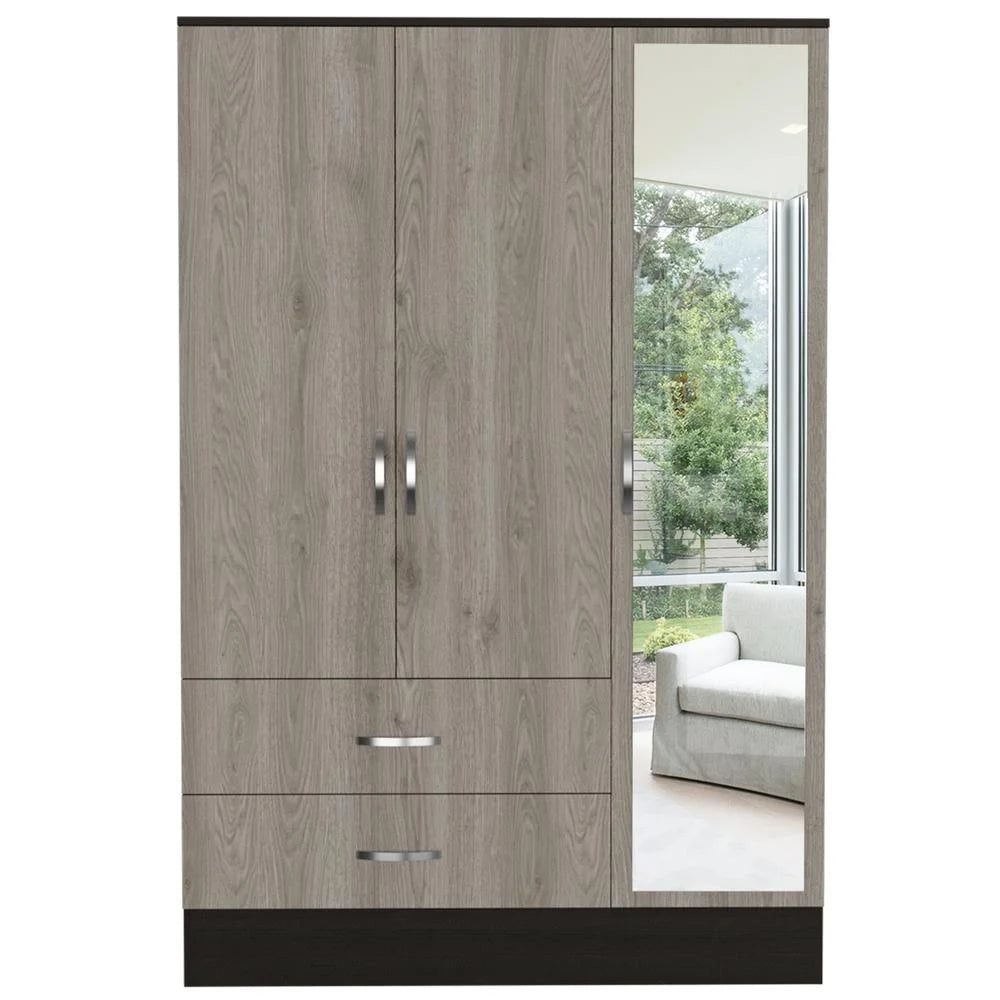 Black Light Gray Mirrored Armoire A273