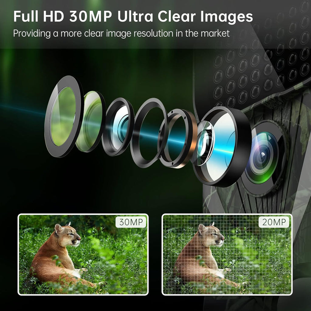 4K 30MP Trail Camera with Night Vision, 120° Wide Angle, IP65 Waterproof B47797