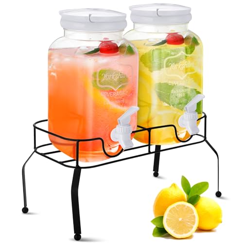 2 Pcs Plastic Drink Dispensers with Stand and Spigot E80114