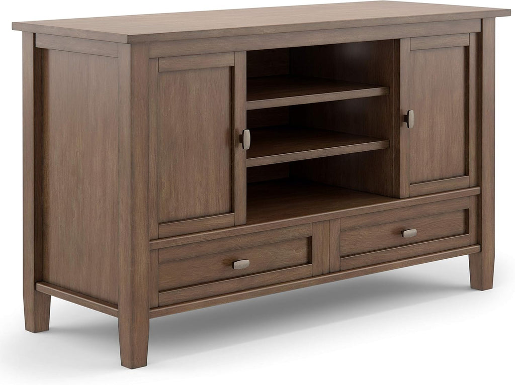 47 inch Wide Rustic Natural Aged Brown Solid Wood TV Media Stand H425