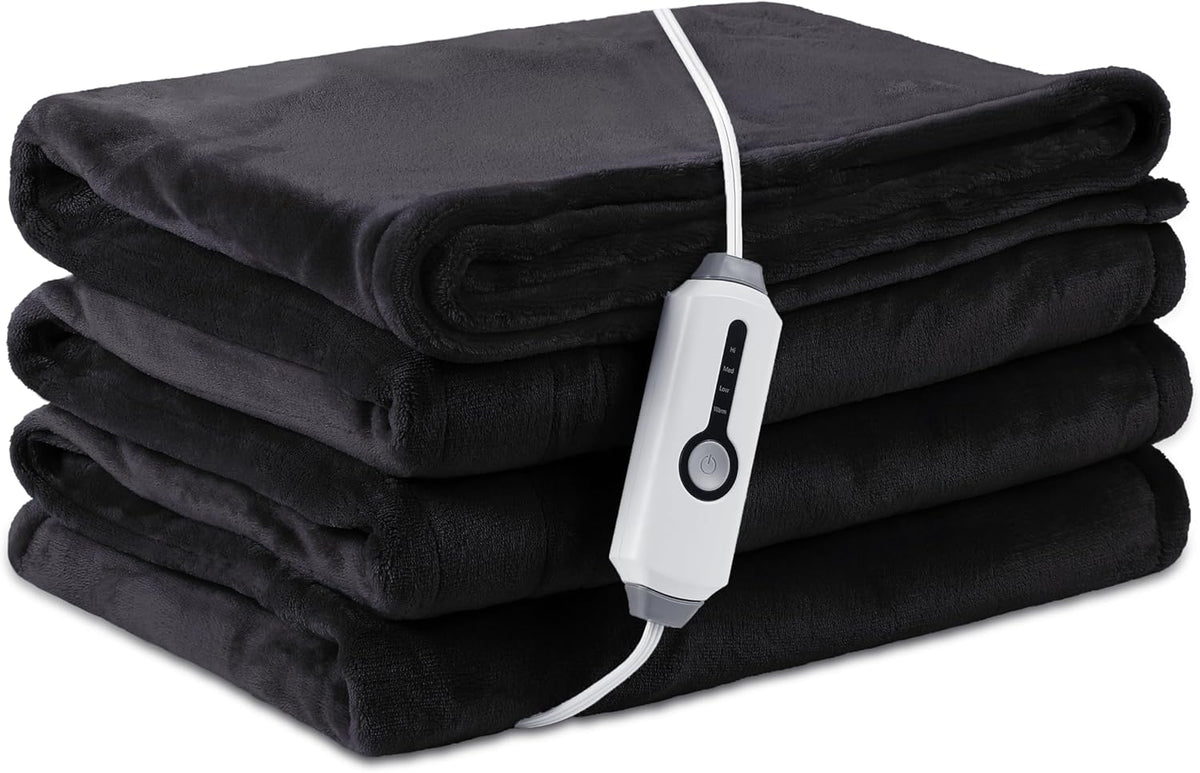 72" x 84" Full Size Dark Grey Flannel Heated Blanket X979076
