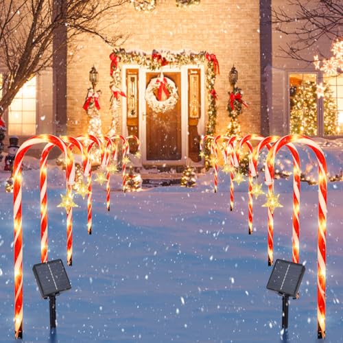 2PK 12 PCS 15FT Solar Candy Cane Lights T585