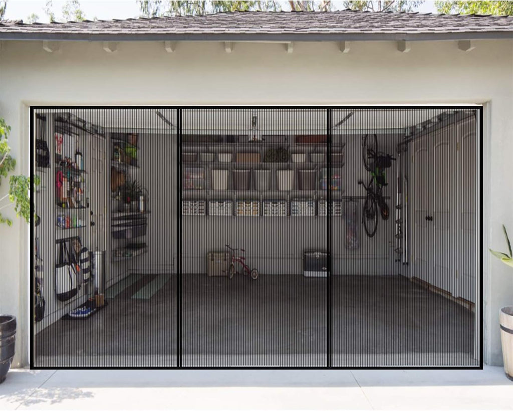 2 Car 16 x 7 Ft Retractable Magnetic Garage Door Screen E615