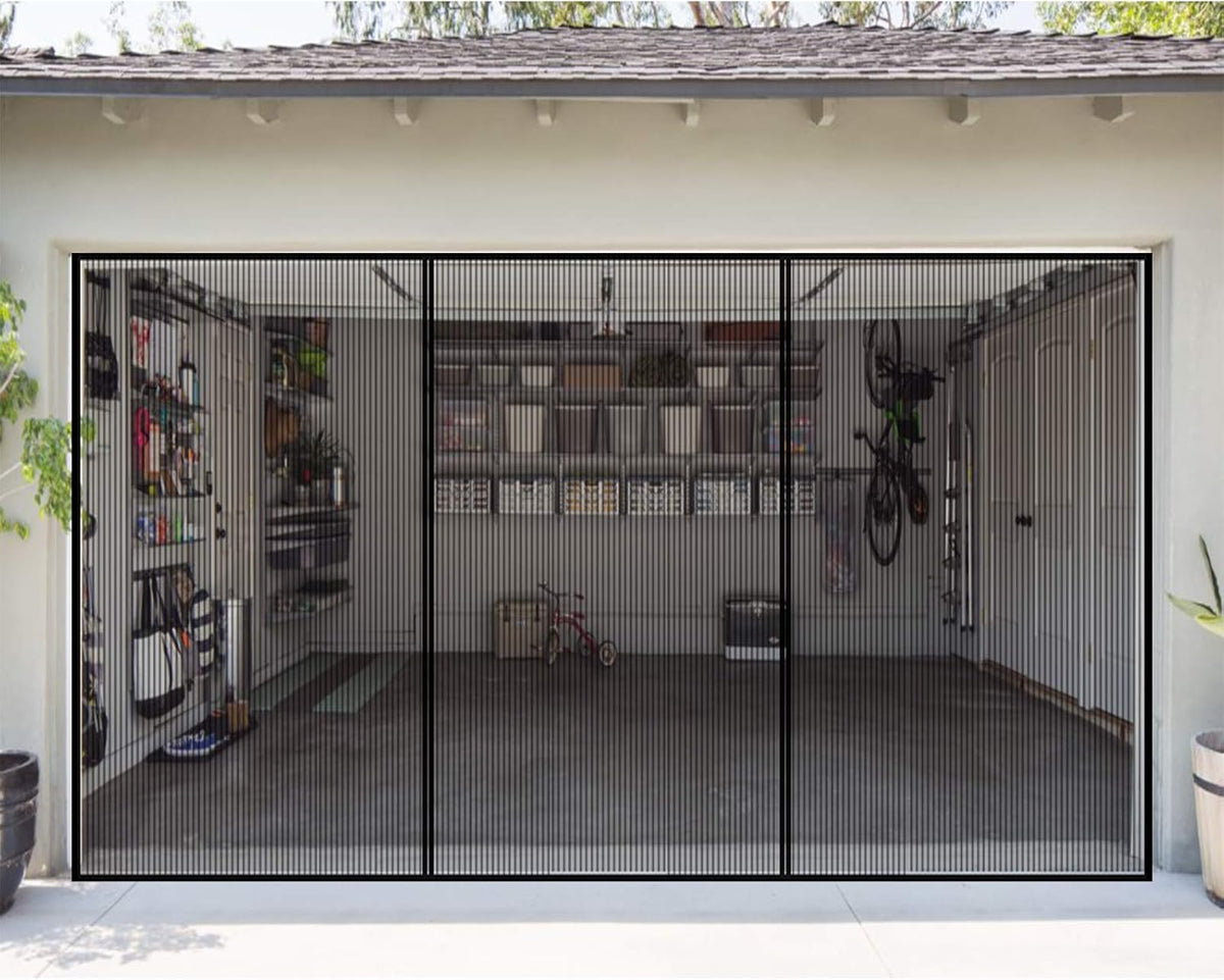 2 Car 16 x 7 Ft Retractable Magnetic Garage Door Screen E615