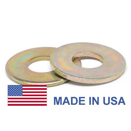 1/2 inch Grade 8 Flat Washer USS Pattern Medium Carbon Steel Yellow Zinc Plated Pk 100 B435427