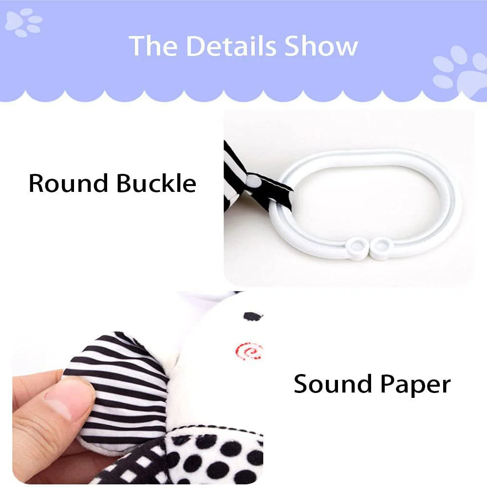 High Contrast Black and White Soft Plush Baby Rattle Toys X8553