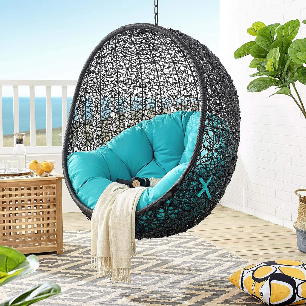 Black Turquoise Outdoor Patio Lounge Chair S780814