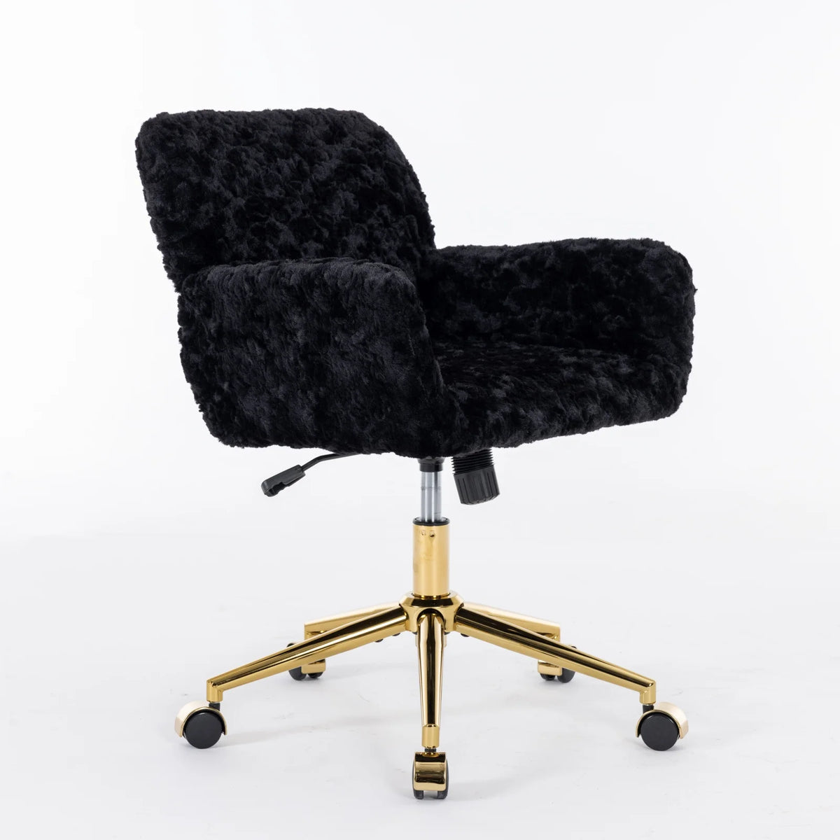 Black Adjustable Swivel Office Chair with Golden Metal Base M13693