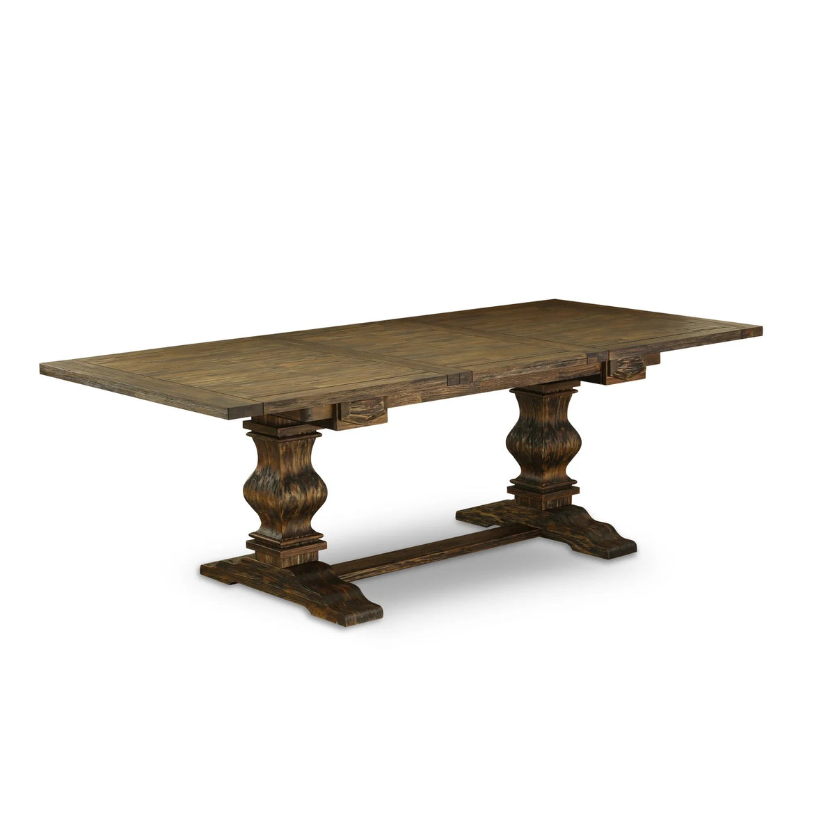 7 Piece Dining Table Set with Brown Linen Chairs A75381