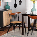 Black and Walnut Brown Wood and Rattan Dining Chair F7259