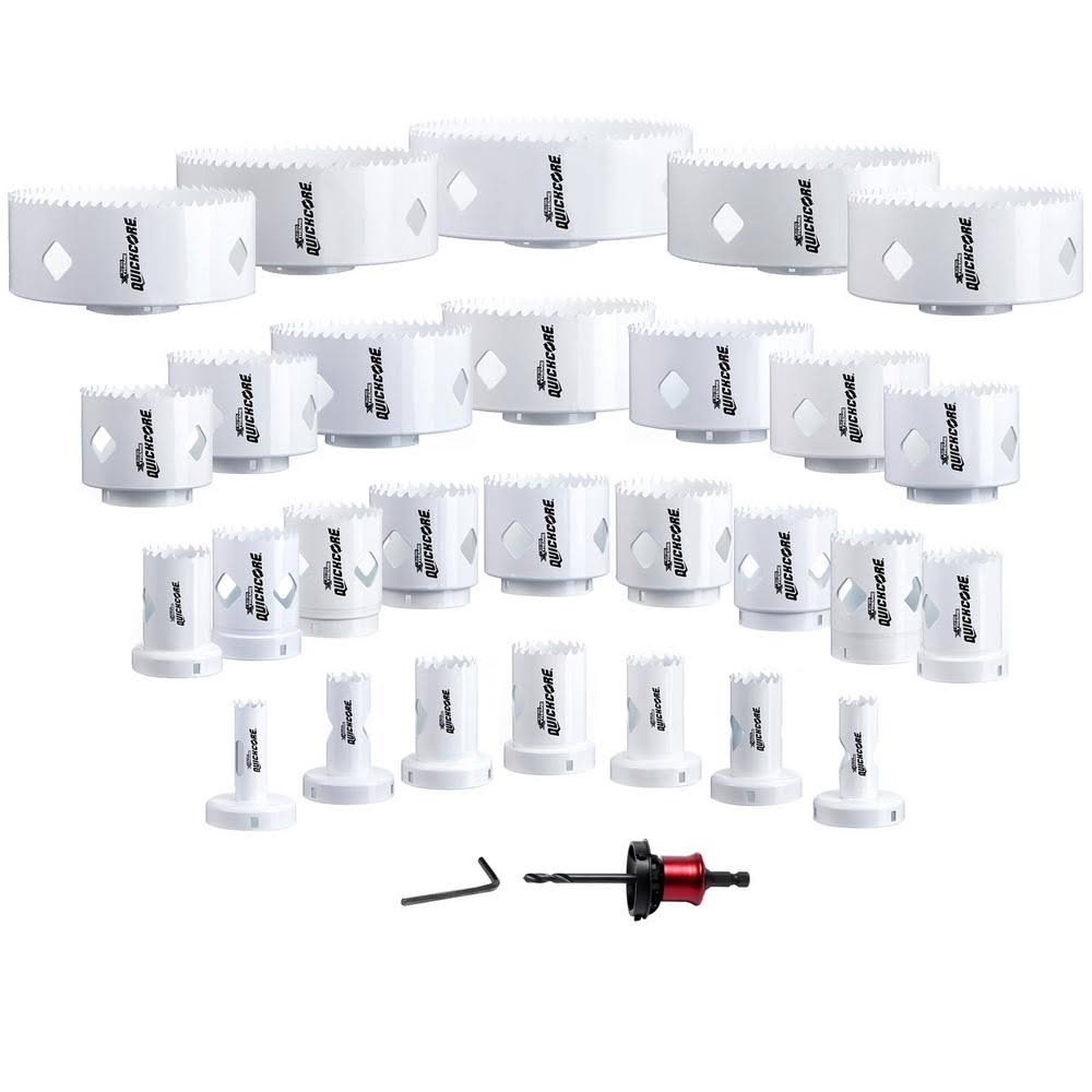 Bi-Metal Hole Saw with All 28 Sizes 3/4” to 6” & Arbor G563