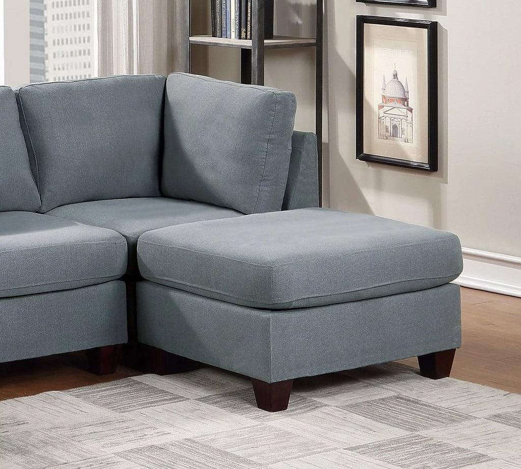 Grey Linen Like Fabric 6Pc Modular Sectional I7814