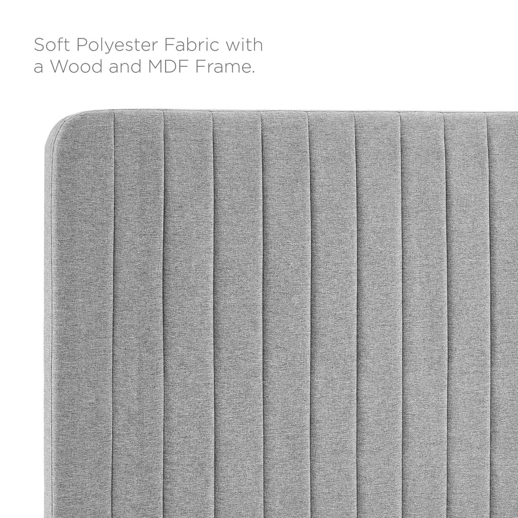 Light Gray Tufted Upholstered Fabric King Headboard M549961