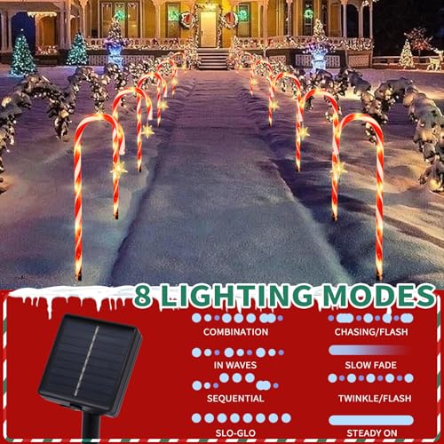 2PK 12 PCS 15FT Solar Candy Cane Lights T585