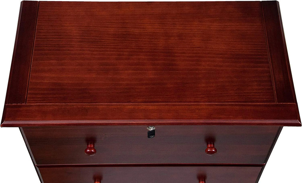 100% Solid Wood 5 Drawer Chest with Lock Honey Pine E872753