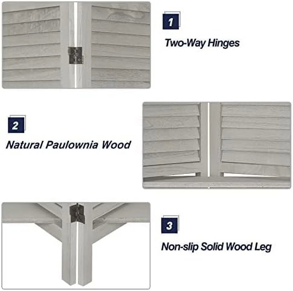 Wood 4 Panel Room Divider with Shelves Z9616