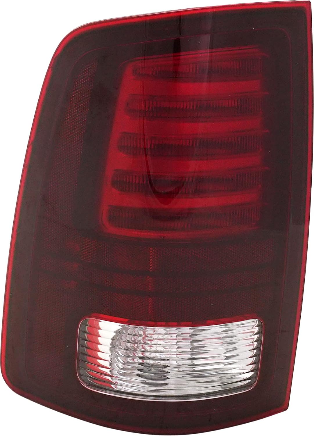 Tail Light Compatible with 2013-2018 Ram 1500 and 2017-2018 Ram 2500 Clear & Red Lens Black Interior LED With bulbs Driver Side H200659
