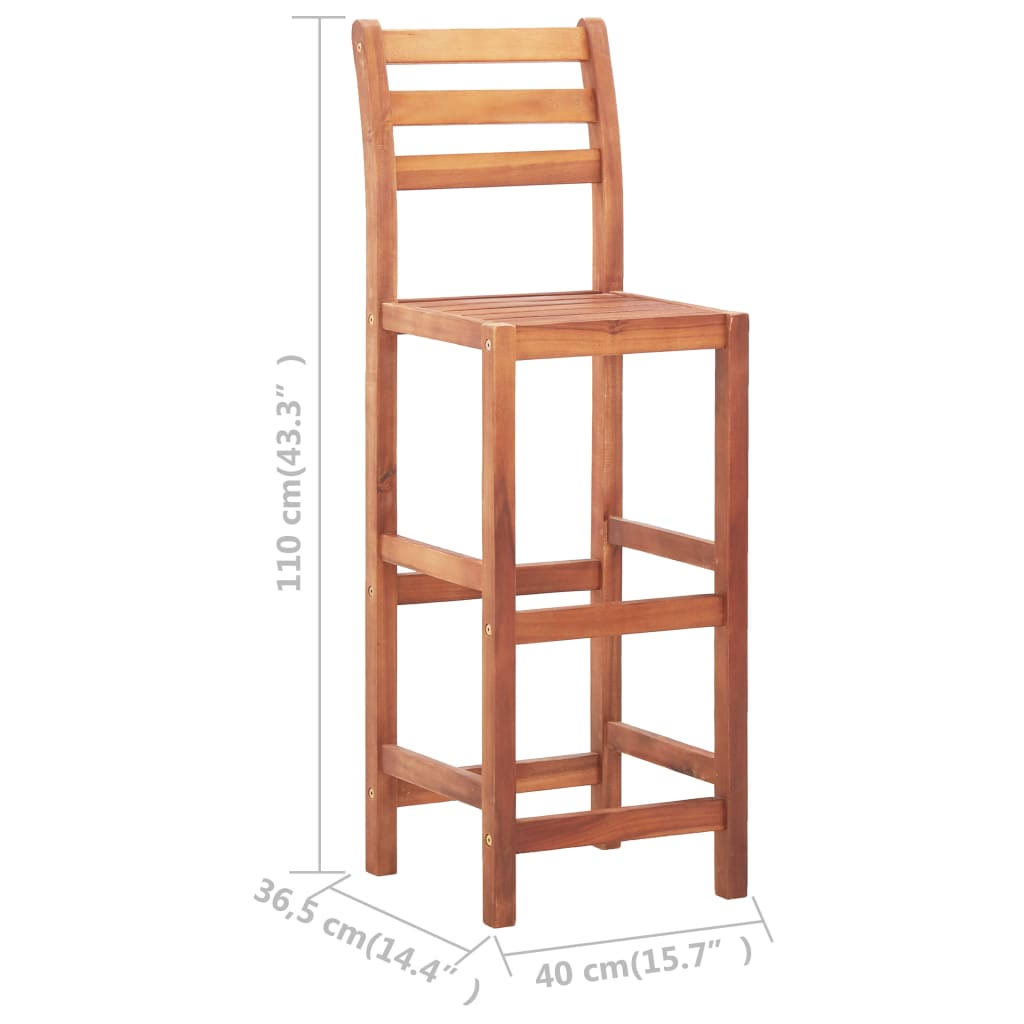 2 Pcs Solid Acacia Wood Bar Stools Z986434