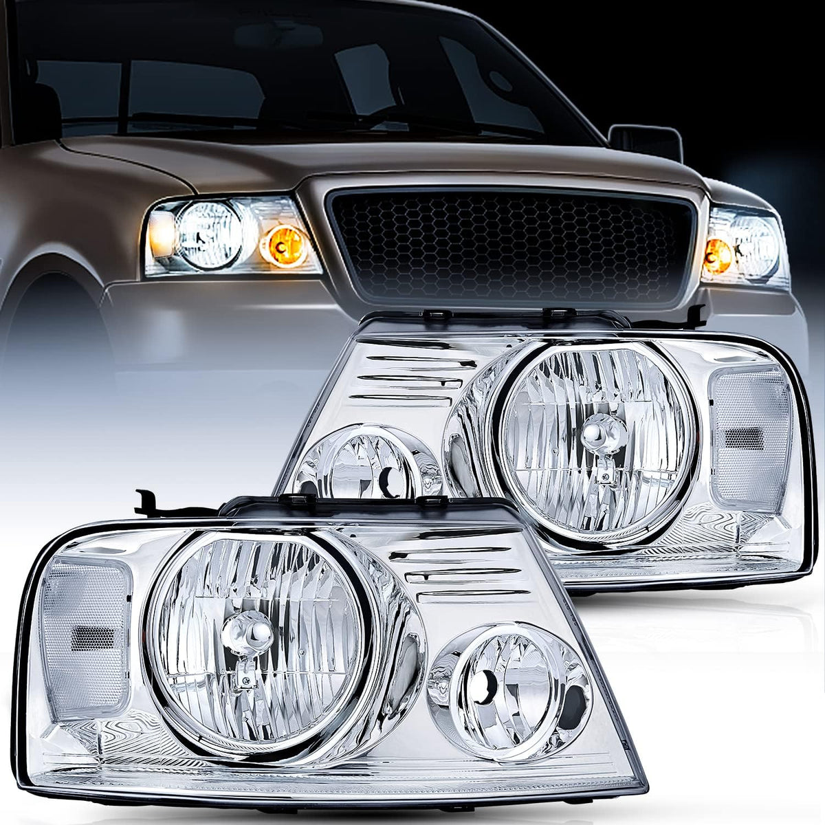 Chrome Housing Amber Reflector Headlight Assembly Replacement R284764