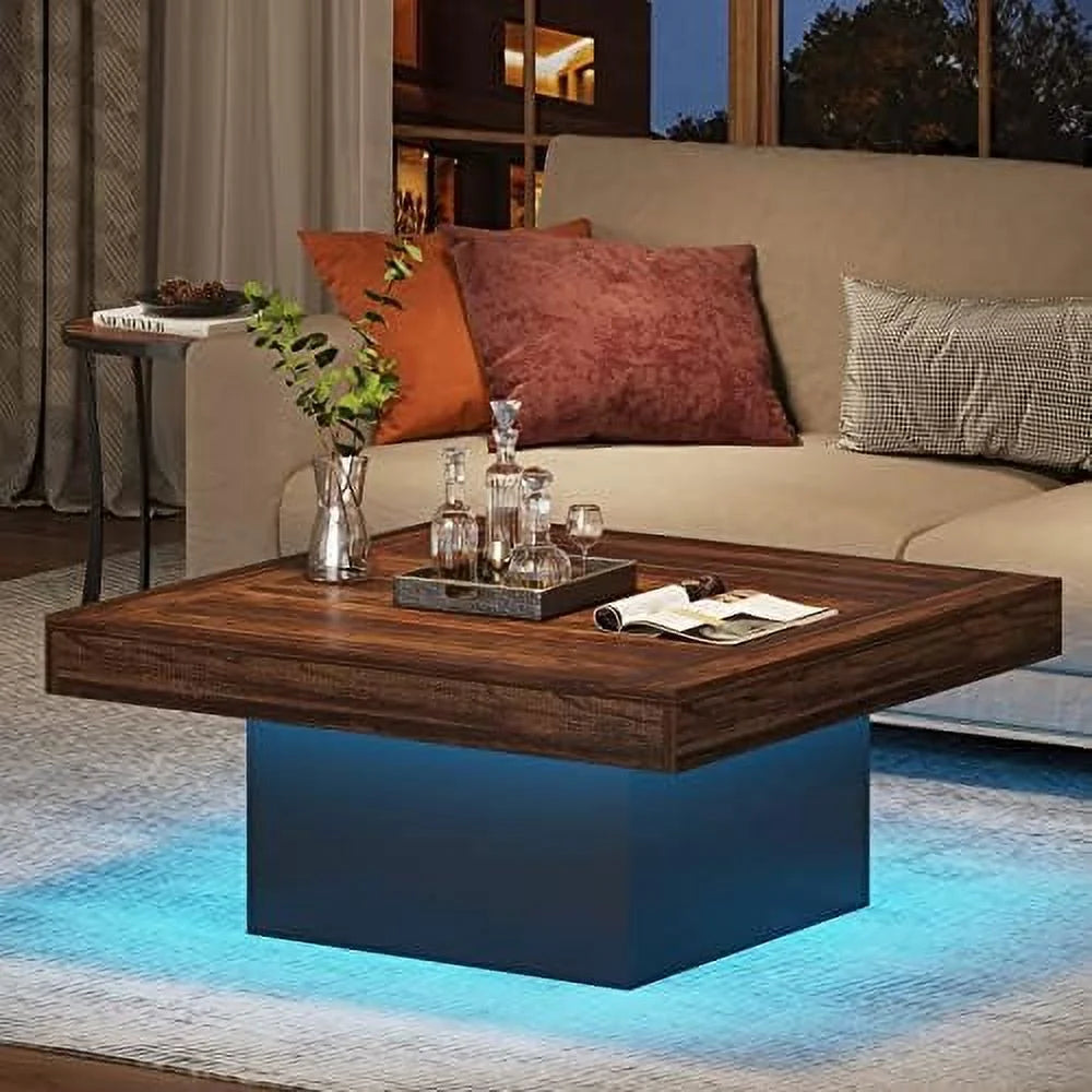 Square LED Engineered Wood Coffee Table K537