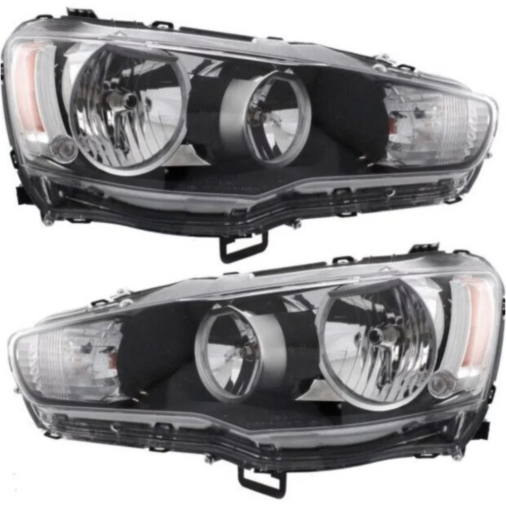 2008-2014 Lancer EVO X Headlights Headlamps Chrome Bezel Left+Right L872259