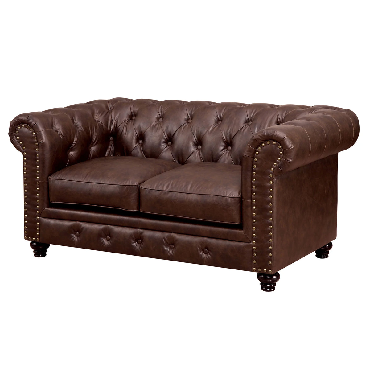 Brown Faux Leather 2-seater Loveseat Sofa B22613