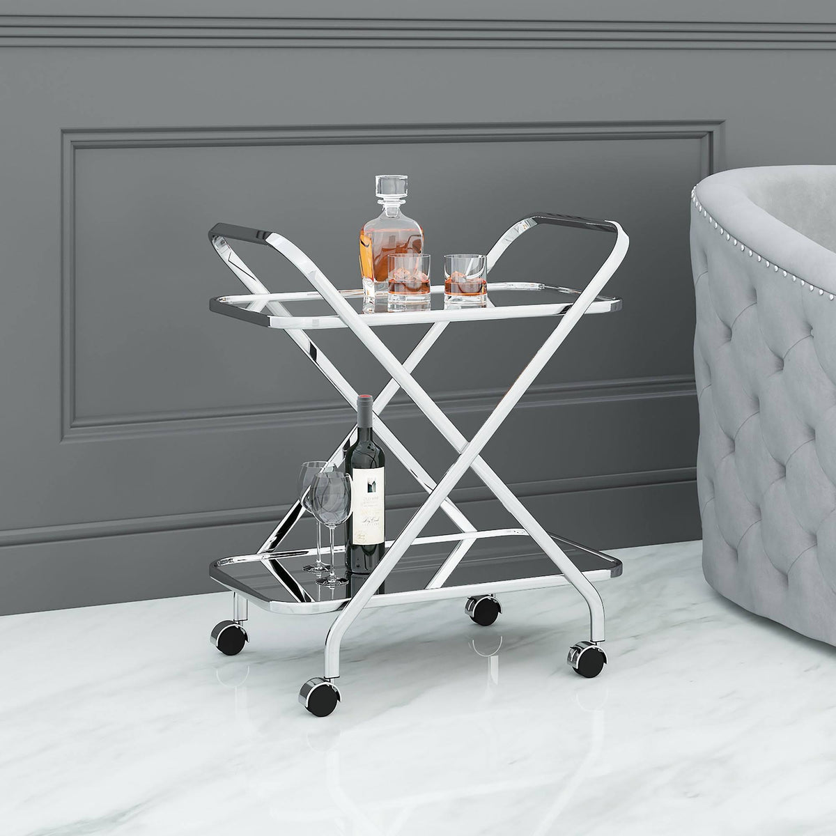 Black 2-Tier Bar Cart F33355