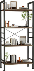 5 Tier Black Industrial Bookshelf with Metal Frame J3752