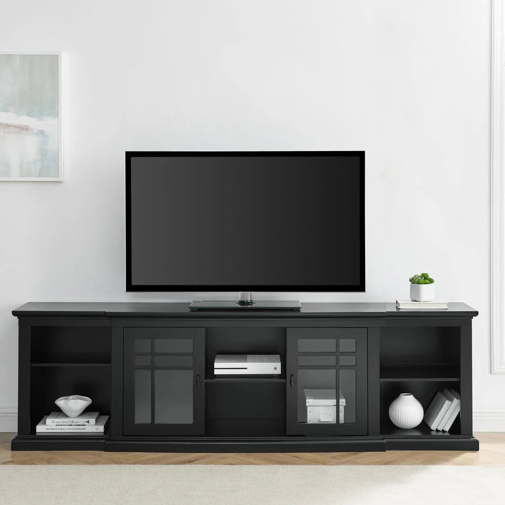 80" 2 Door Black Wood Console R7162