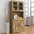 72 inch Tall Kitchen Pantry Cabinet Storage Hutch with Countertop and Doors S9122