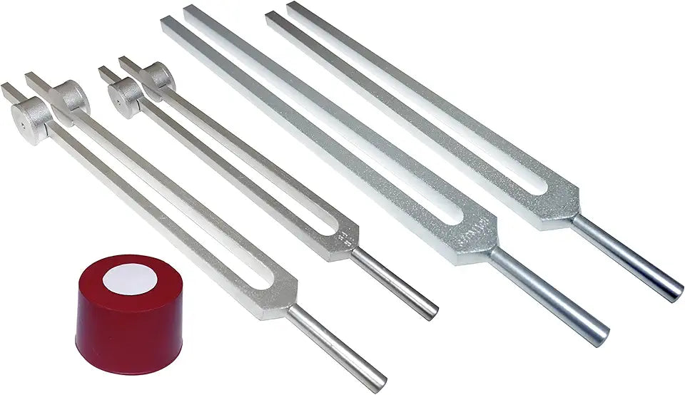 4 pc Low Mid High Om Octave Ohm Tuner Tuning Forks with Activator and Pouch M134602
