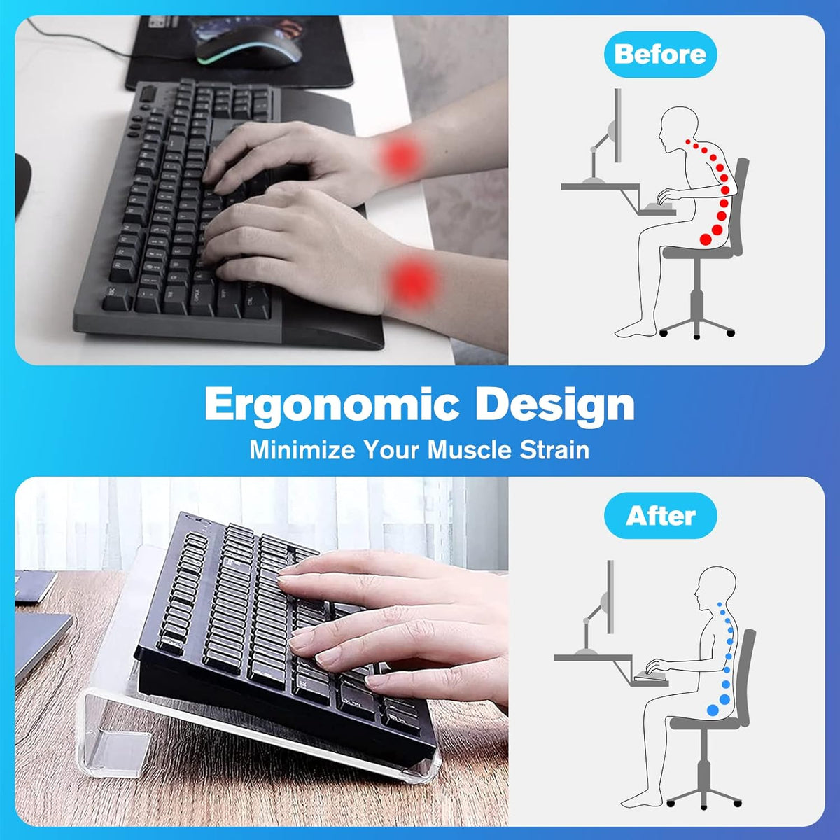 Clear Acrylic Adjustable Keyboard Stand W8356