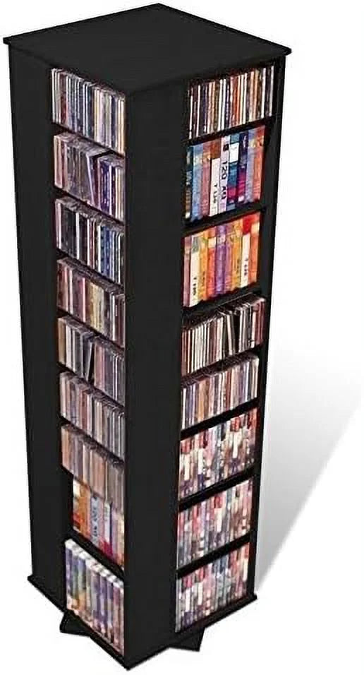 Black 4 Sided CD DVD Spinning Media Storage Tower W580428