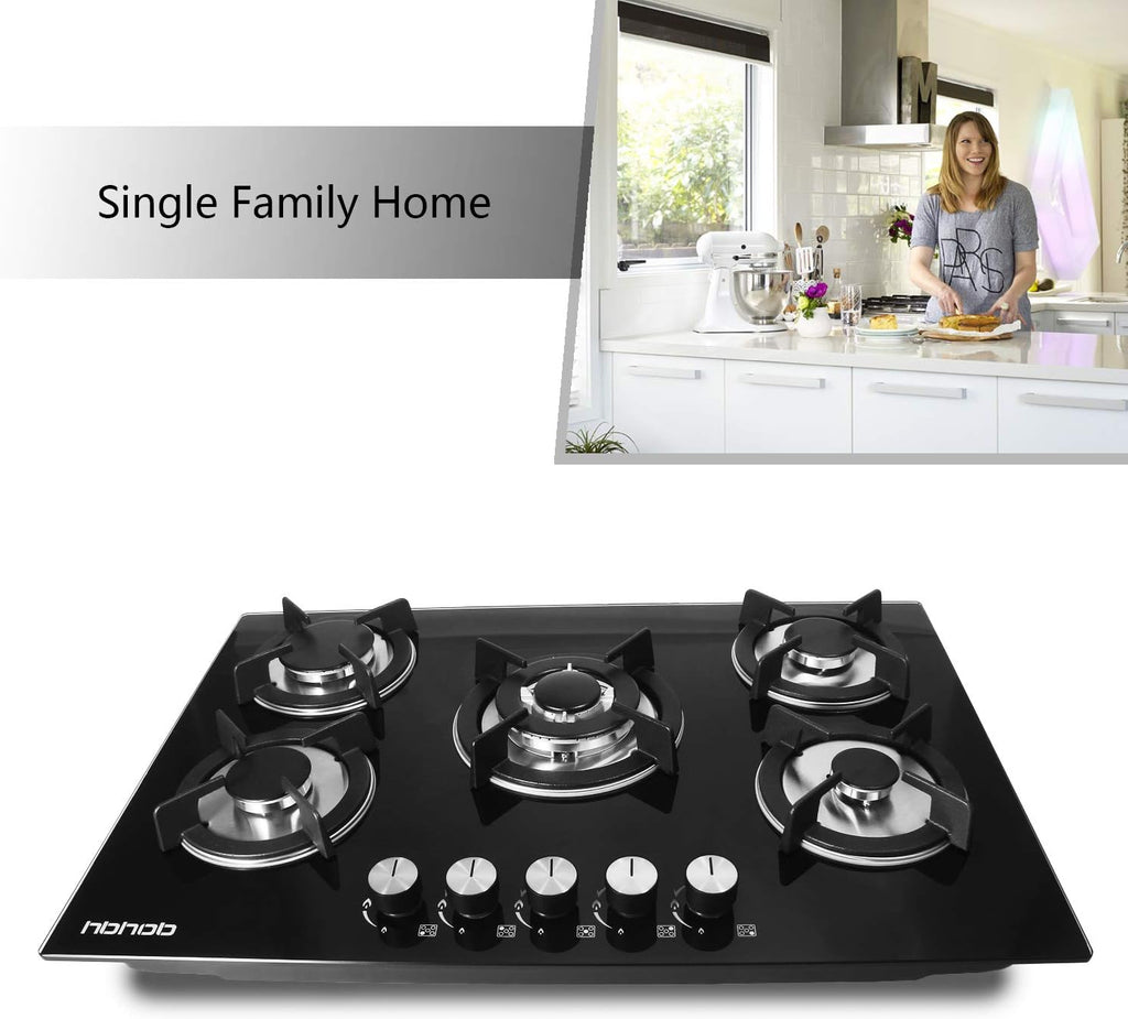 5 Burners Built in Gas Cooktop with Cast Iron Grate A563