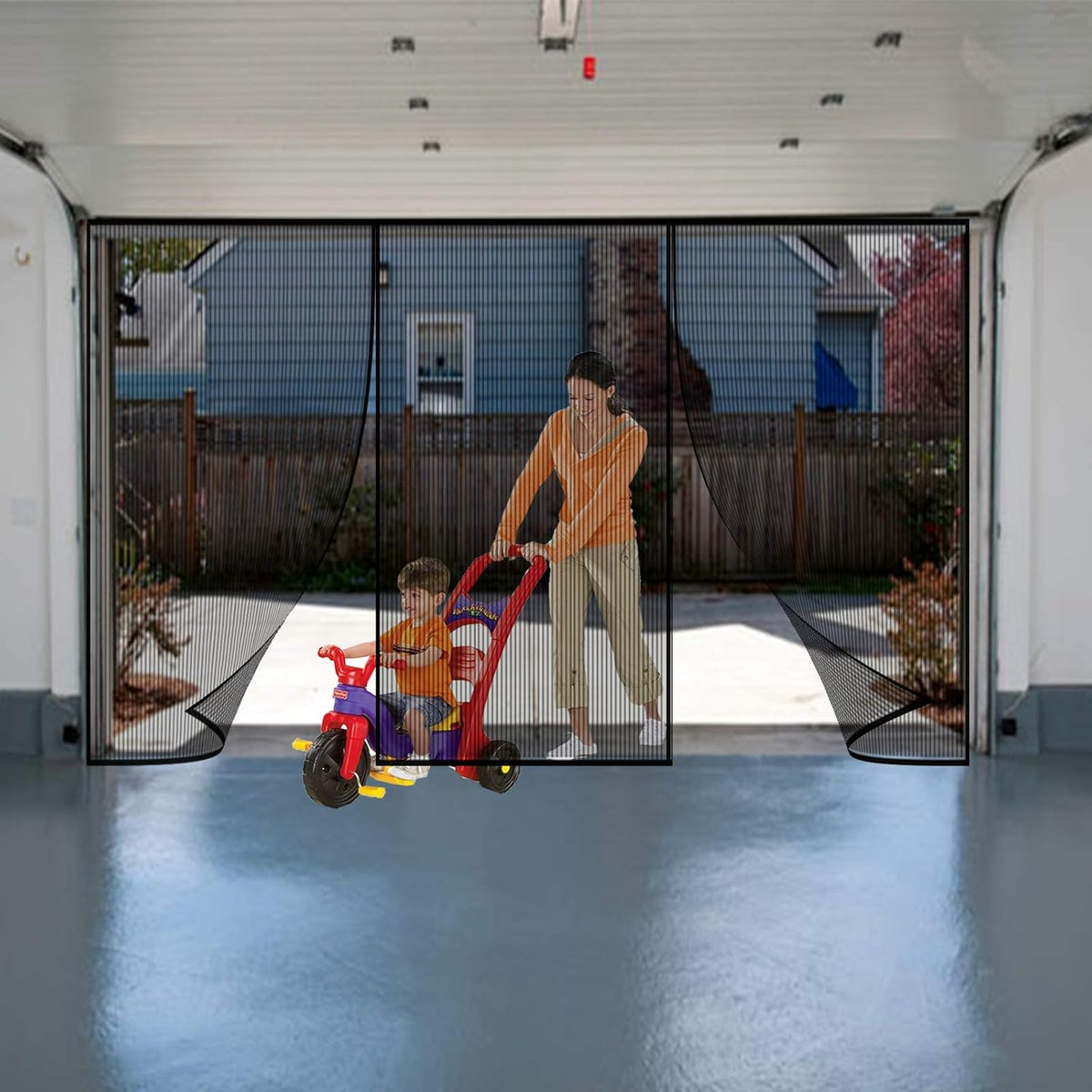 2 Car 16 x 7 Ft Retractable Magnetic Garage Door Screen E615