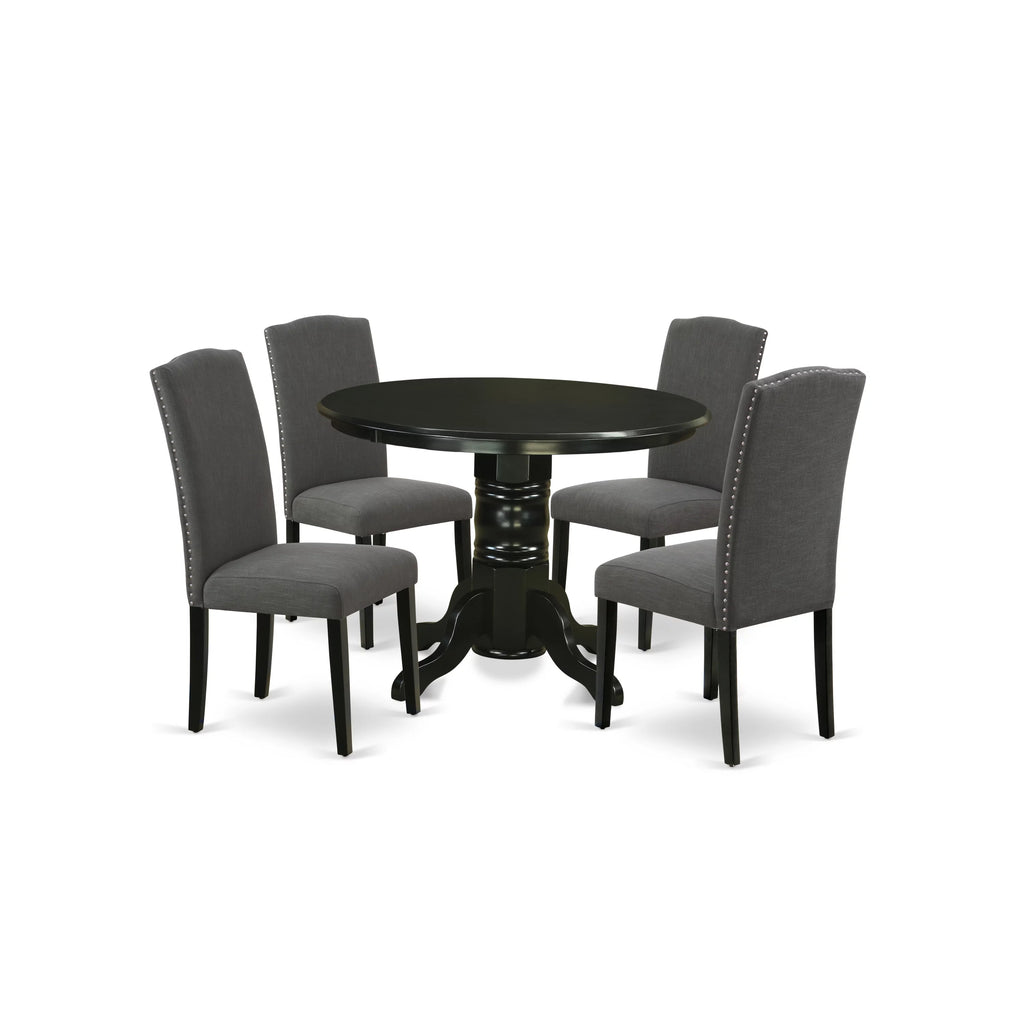 5-piece Wood Dining Set in Black/Dark Gotham Gray B261134