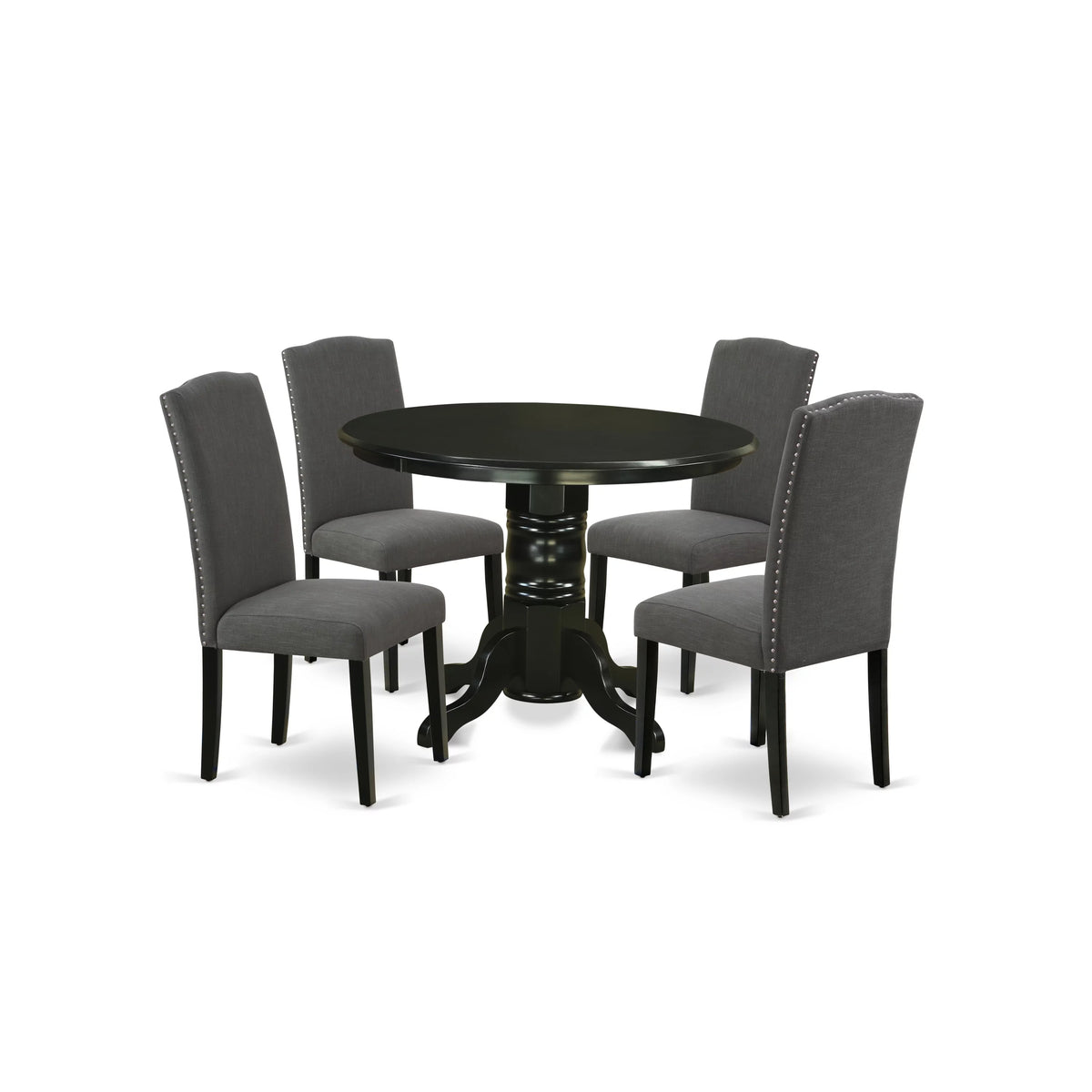 5-piece Wood Dining Set in Black/Dark Gotham Gray B261134