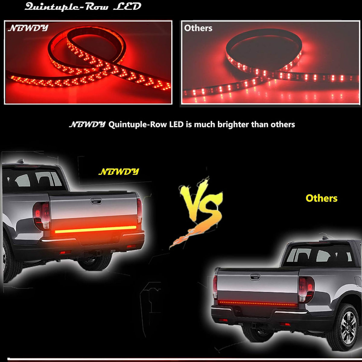 48in Waterproof 5-Row Truck Tailgate Light Bar Y8615